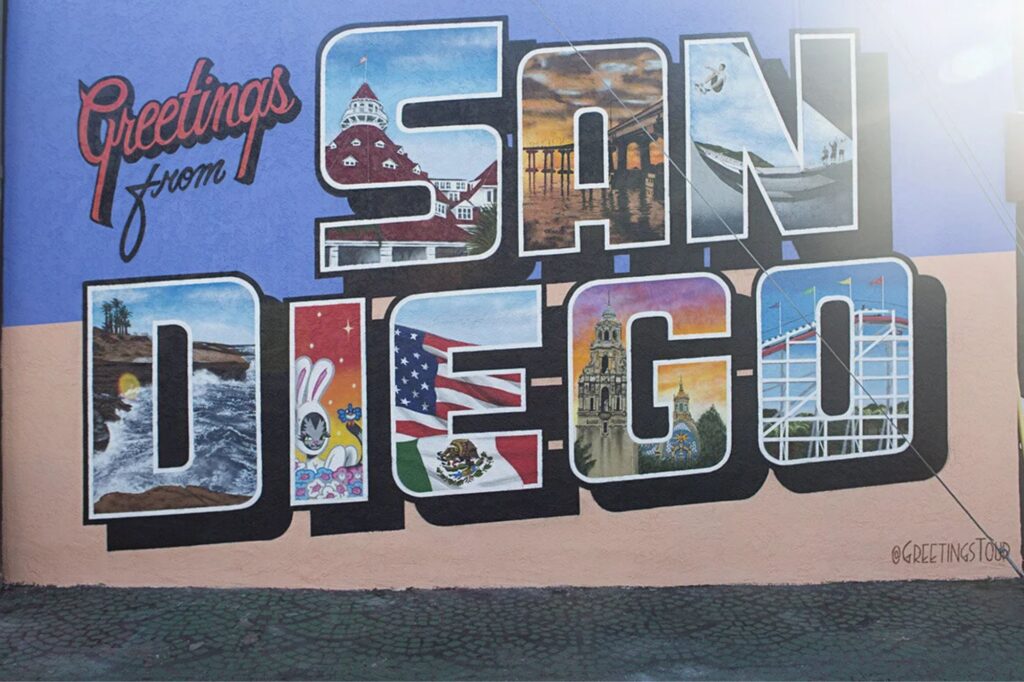 Greetings from San Diego sign